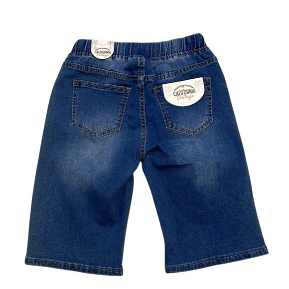 California Vintage Jeans Shorts Boy's Size 1 Blue Elastic Waist & Drawstring NWT - Picture 2 of 6